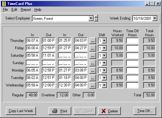 TimeCard Plus Screenshot